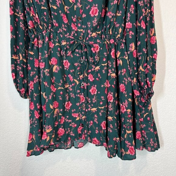 Free People Floral Mini Dress Green Pink XS - Picture 8 of 13